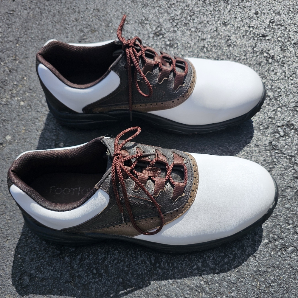 FootJoy‎ FLEXZONE White and Brown Athletic Golf Shoes